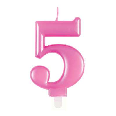 Pink Metallic Number 5 Birthday Candle  | Cakes & Bakes | Cake Delivery