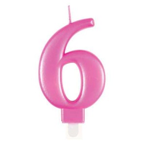 Pink Metallic Number 6 Birthday Candle  | Cakes & Bakes | Cake Delivery