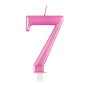 Pink Metallic Number 7 Birthday Candle  | Cakes & Bakes | Cake Delivery