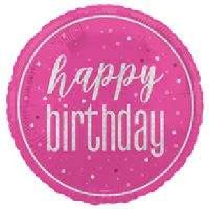 Pink Glitz Happy Birthday Balloon - 18" Inflated