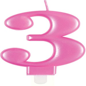 Pink Metallic Number 3 Birthday Candle  | Cakes & Bakes | Cake Delivery