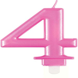 Pink Metallic Number 4 Birthday Candle  | Cakes & Bakes | Cake Delivery