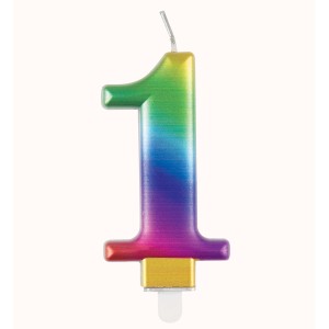 Rainbow Metallic Number 1 Birthday Candle  | Cakes & Bakes | Cake Delivery