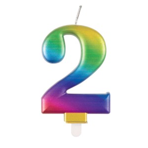 Rainbow Metallic Number 2 Birthday Candle  | Cakes & Bakes | Cake Delivery