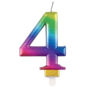 Rainbow Metallic Number 4 Birthday Candle  | Cakes & Bakes | Cake Delivery