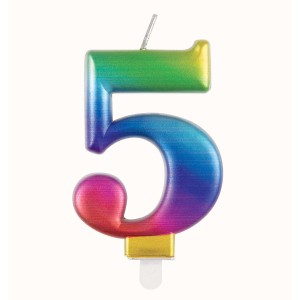 Rainbow Metallic Number 5 Birthday Candle  | Cakes & Bakes | Cake Delivery