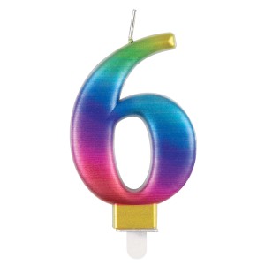 Rainbow Metallic Number 6 Birthday Candle  | Cakes & Bakes | Cake Delivery
