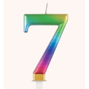 Rainbow Metallic Number 7 Birthday Candle  | Cakes & Bakes | Cake Delivery