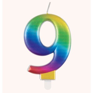 Rainbow Metallic Number 9 Birthday Candle  | Cakes & Bakes | Cake Delivery