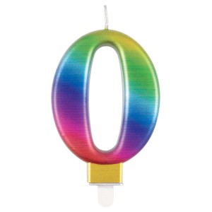 Rainbow Metallic Number 0 Birthday Candle  | Cakes & Bakes | Cake Delivery