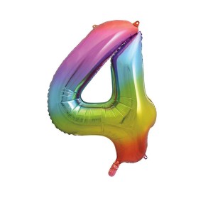 Rainbow Number 4 Foil Balloon - 34" Inflated  | Cakes & Bakes | Cake Delivery