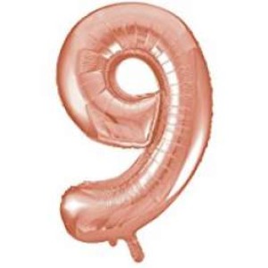 Rose Gold Number 9 Foil Balloon - 34" Inflated  | Cakes & Bakes | Cake Delivery