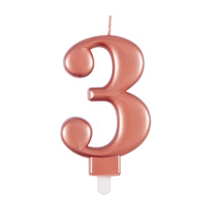 Rose Gold Metallic Number 3 Birthday Candle  | Cakes & Bakes | Cake Delivery