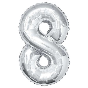 Silver Number 8 Foil Balloon - 34" Inflated  | Cakes & Bakes | Cake Delivery