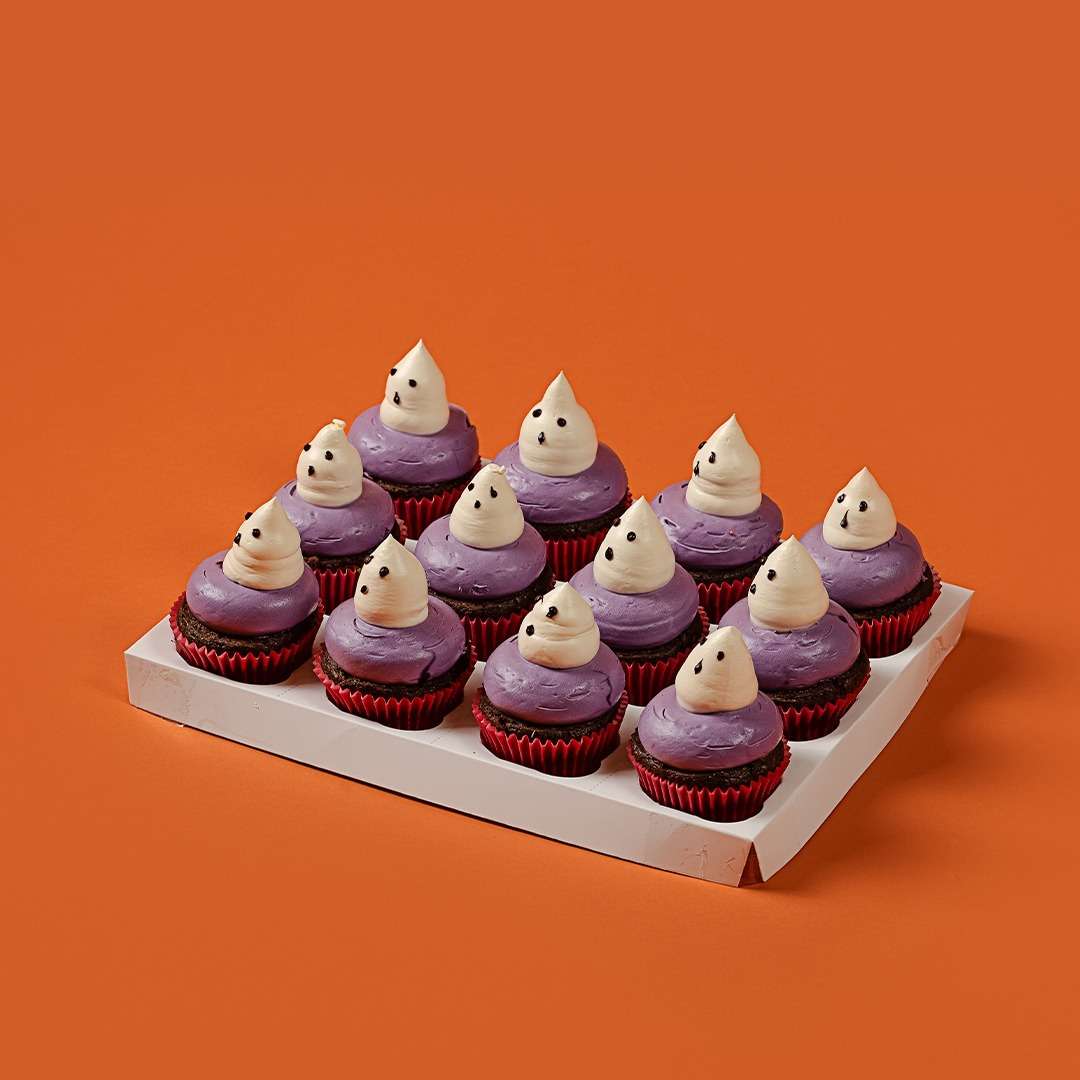 Halloween Purple Ghost Cupcakes