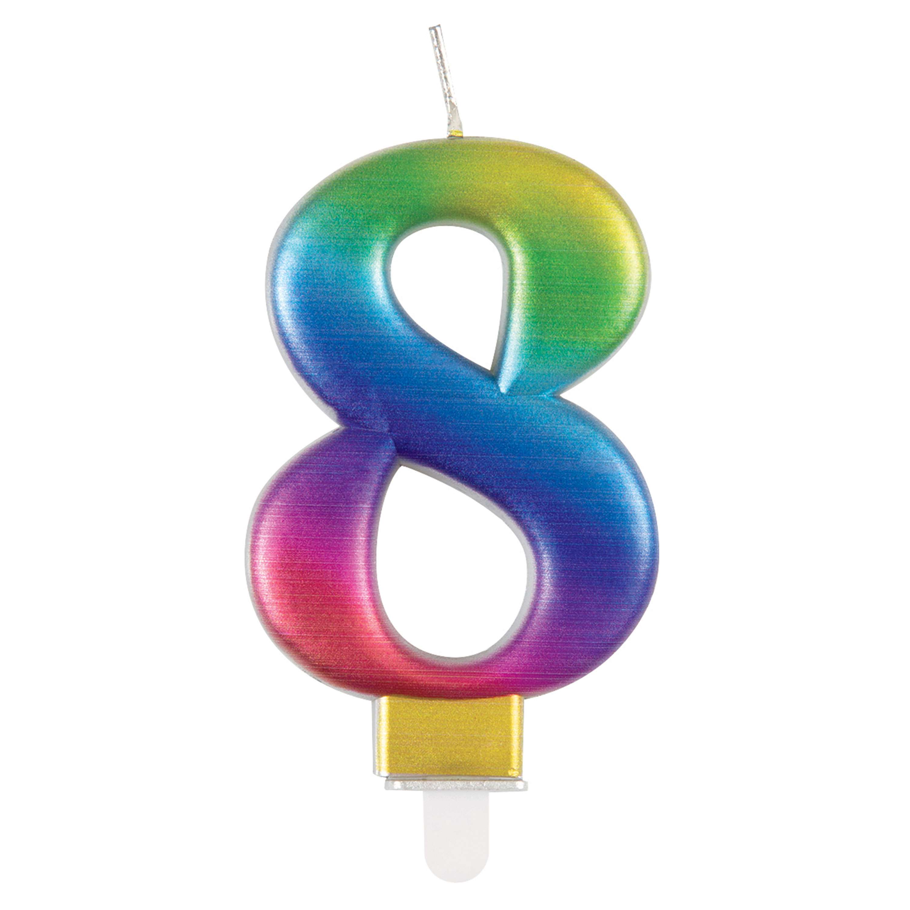 Rainbow Metallic Number 8 Birthday Candle  | Cakes & Bakes | Cake Delivery