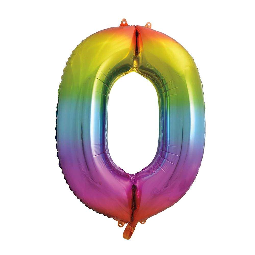 Rainbow Number 0 Foil Balloon - 34" Inflated  | Cakes & Bakes | Cake Delivery