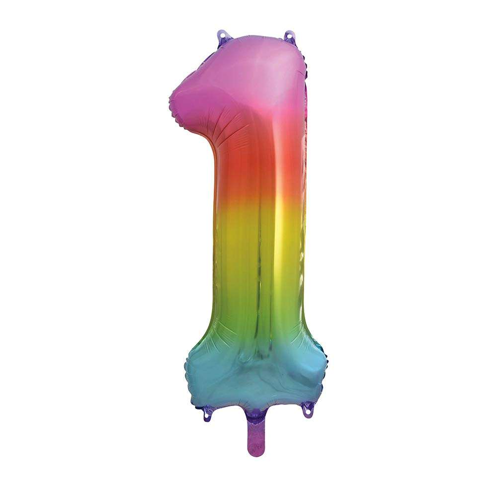 Rainbow Number 1 Foil Balloon - 34" Inflated  | Cakes & Bakes | Cake Delivery