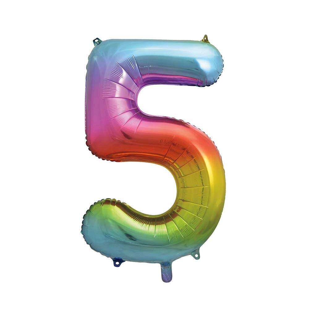 Rainbow Number 5 Foil Balloon - 34" Inflated  | Cakes & Bakes | Cake Delivery