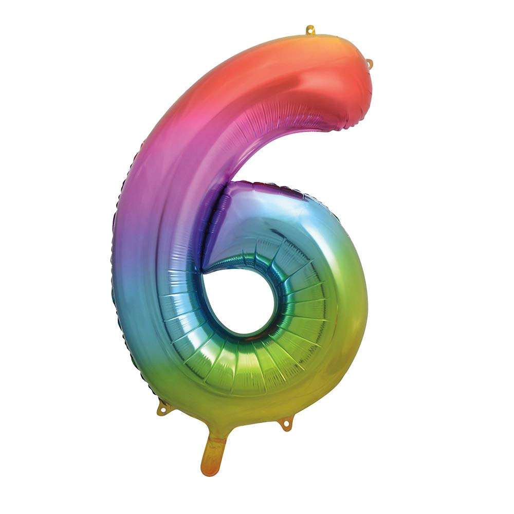 Rainbow Number 6 Foil Balloon - 34" Inflated  | Cakes & Bakes | Cake Delivery