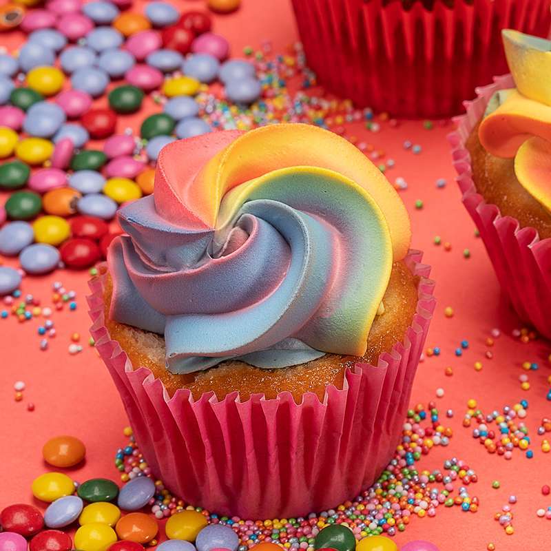 Rainbow Vanilla Cupcakes