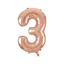 Rose Gold Number 3 Foil Balloon - 34" Inflated  | Cakes & Bakes | Cake Delivery